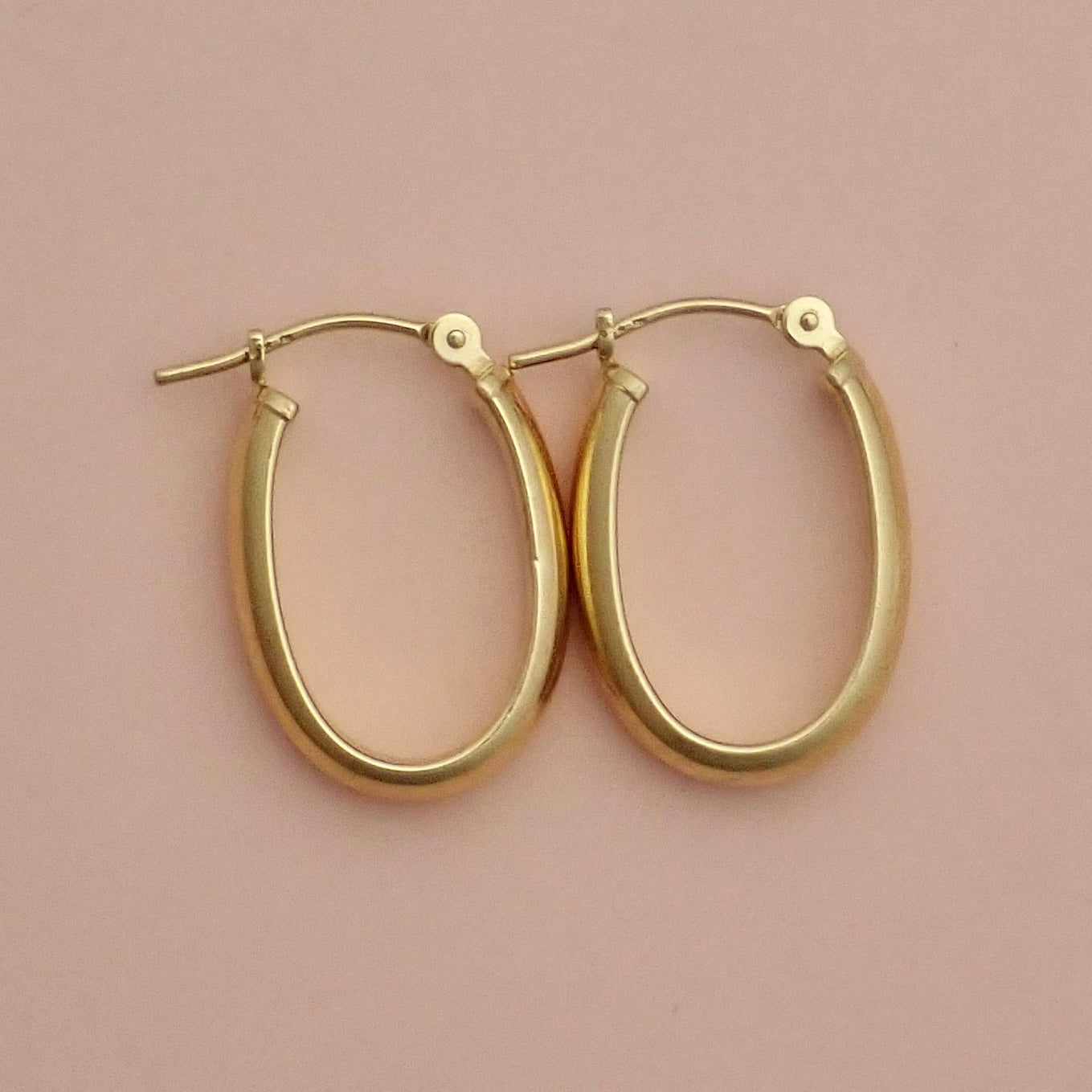 PreLoved Solid 14K Yellow Gold Oval "U-Shape" High-Polish Hoop Earrings