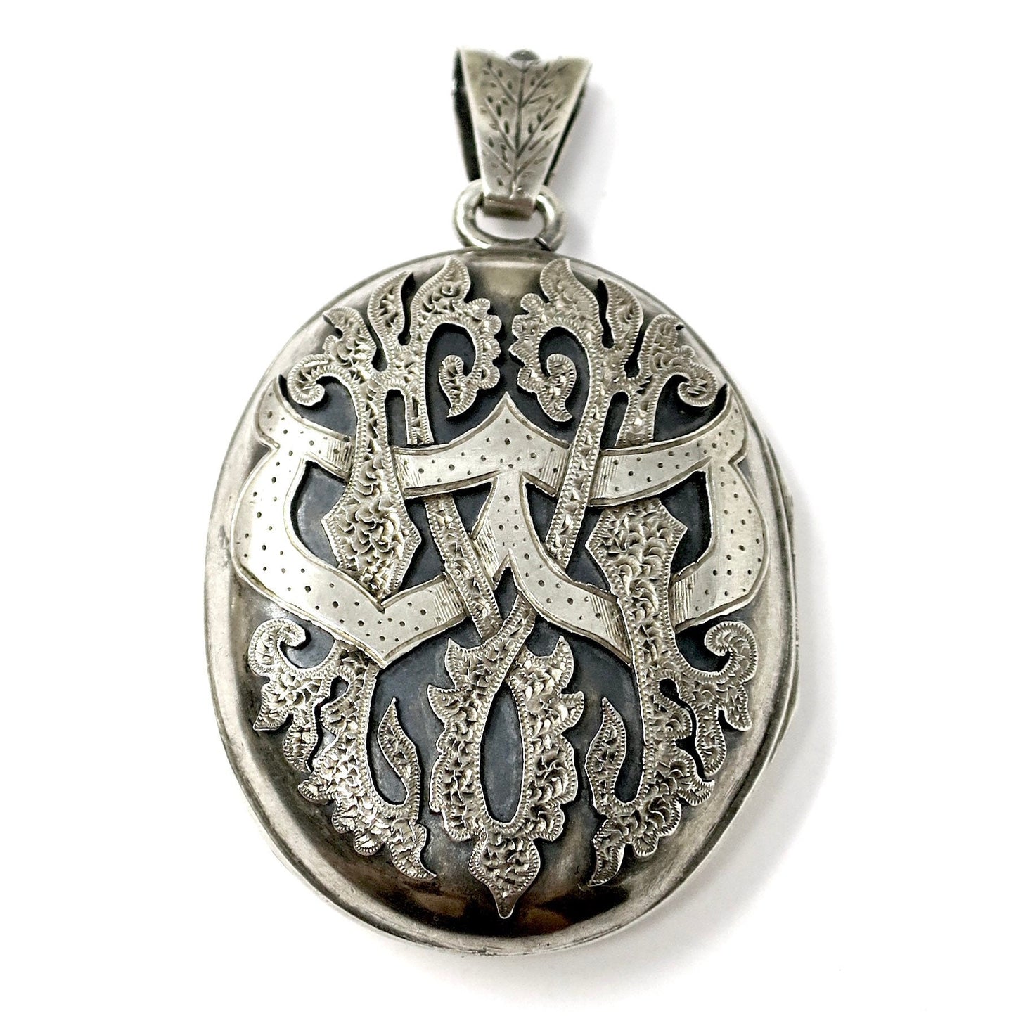 Large Antique Victorian Monogrammed Engraved Locket Pendant