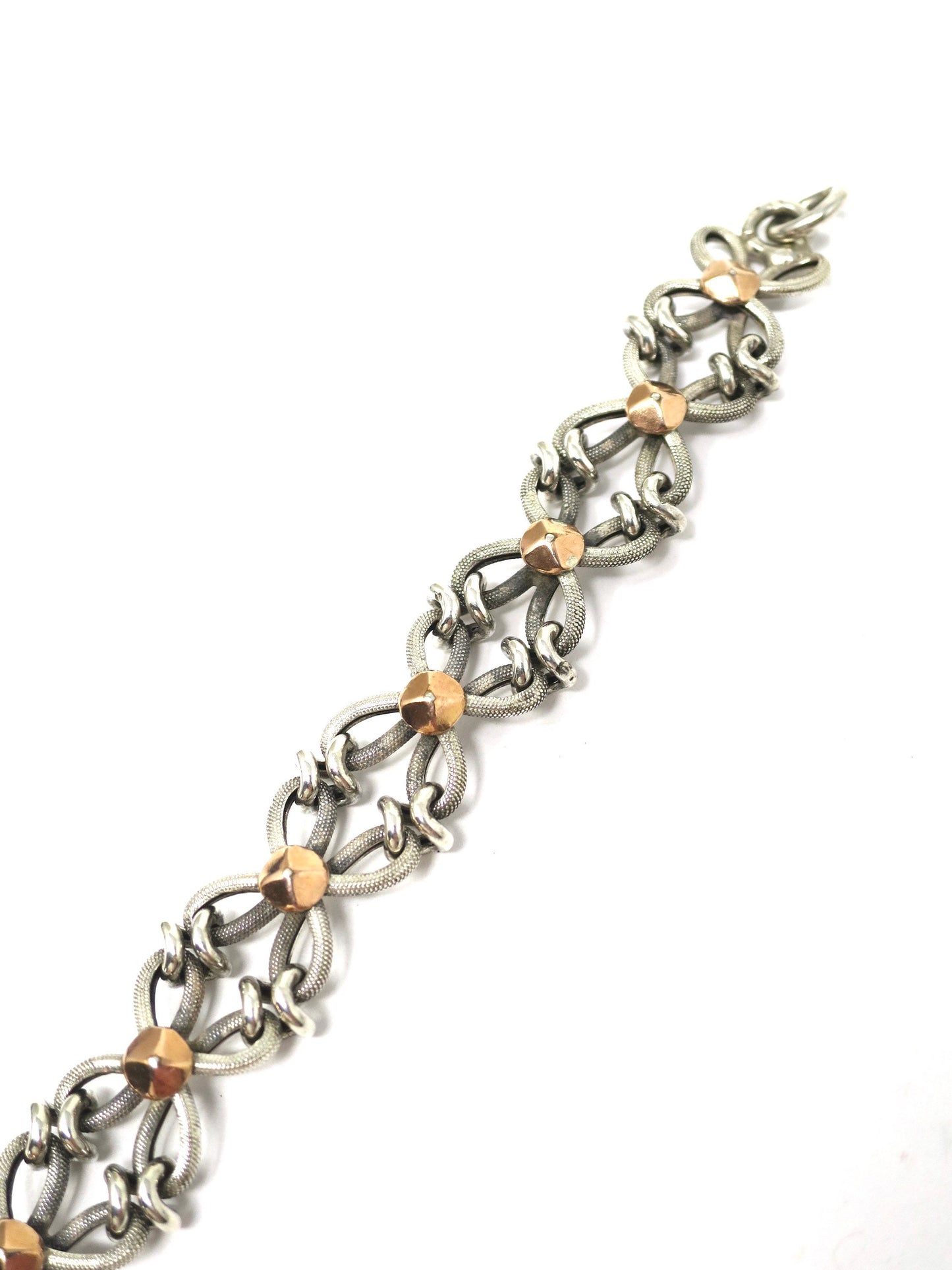 Reversible French Antique Silver and Rose Gold Vermeil Bracelet