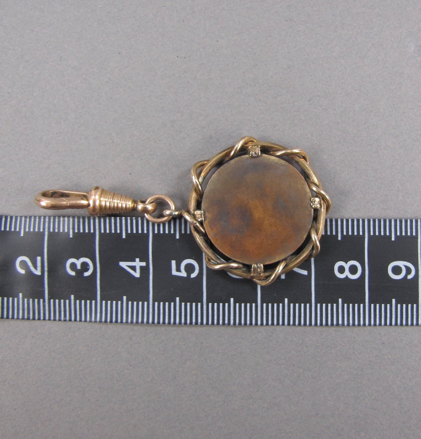 Vintage Egyptian Revival Cleopatra & Asp Rose Gold Gilt and Copper Pendant