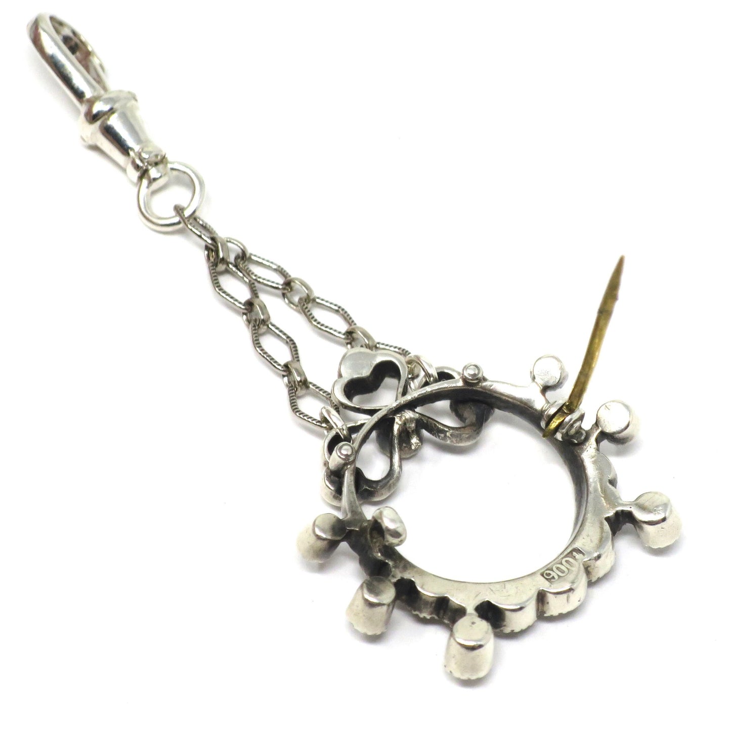 Antique Edwardian French Belle Époque Silver with Diamond Paste Brooch Pin Pendant