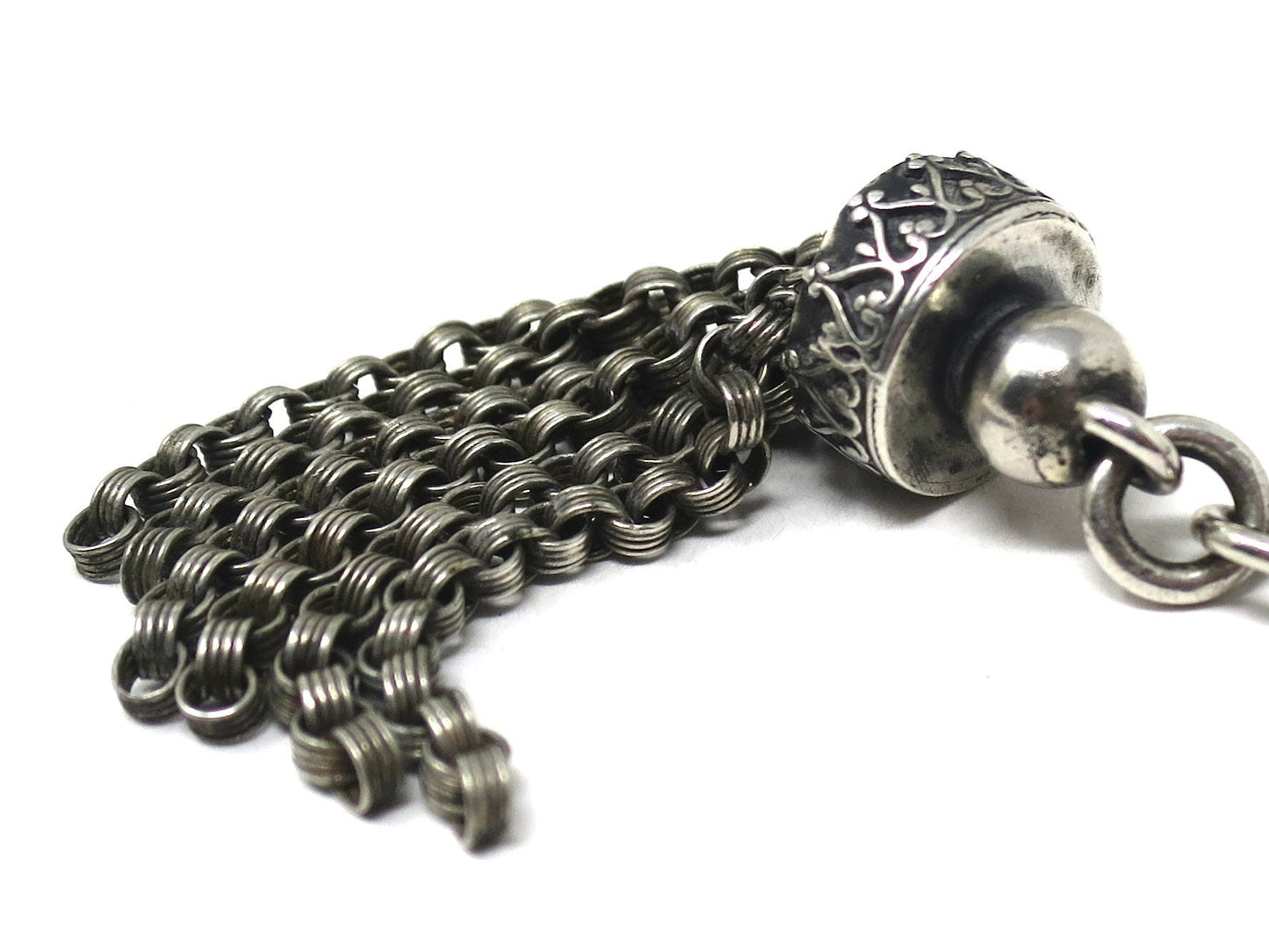 Antique Victorian Sterling Silver Ornate Fob Tassel Pendant