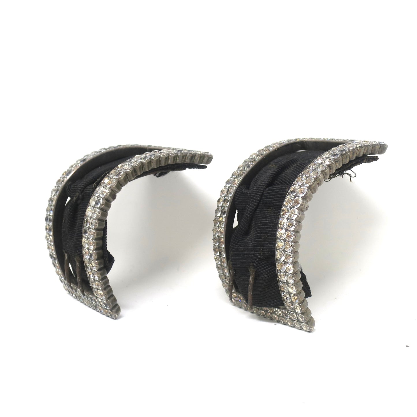 Antique Georgian Sterling Silver Shoe Buckles With Black Dot Paste Stones