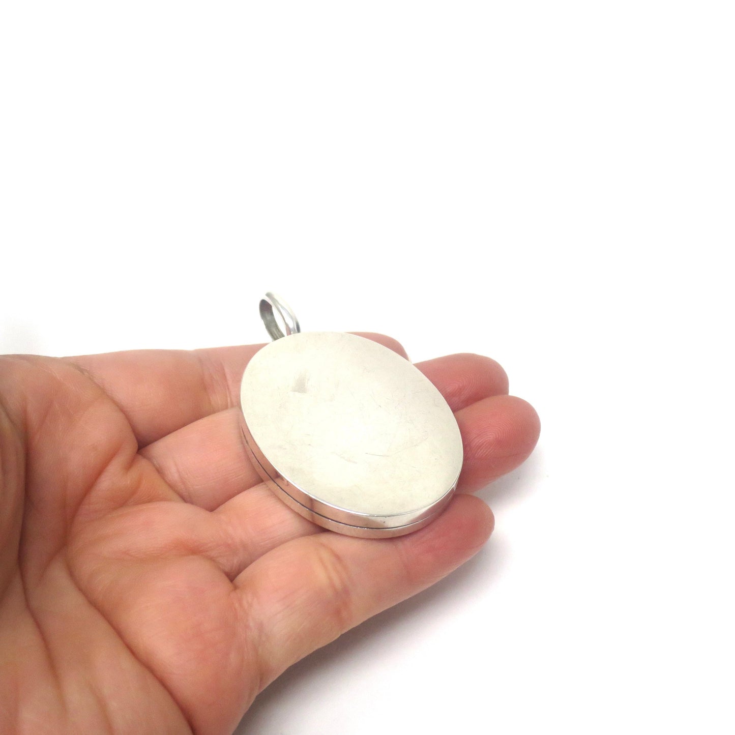 Antique Victorian Sterling Silver Swallow Locket - Aesthetic Movement Pendant