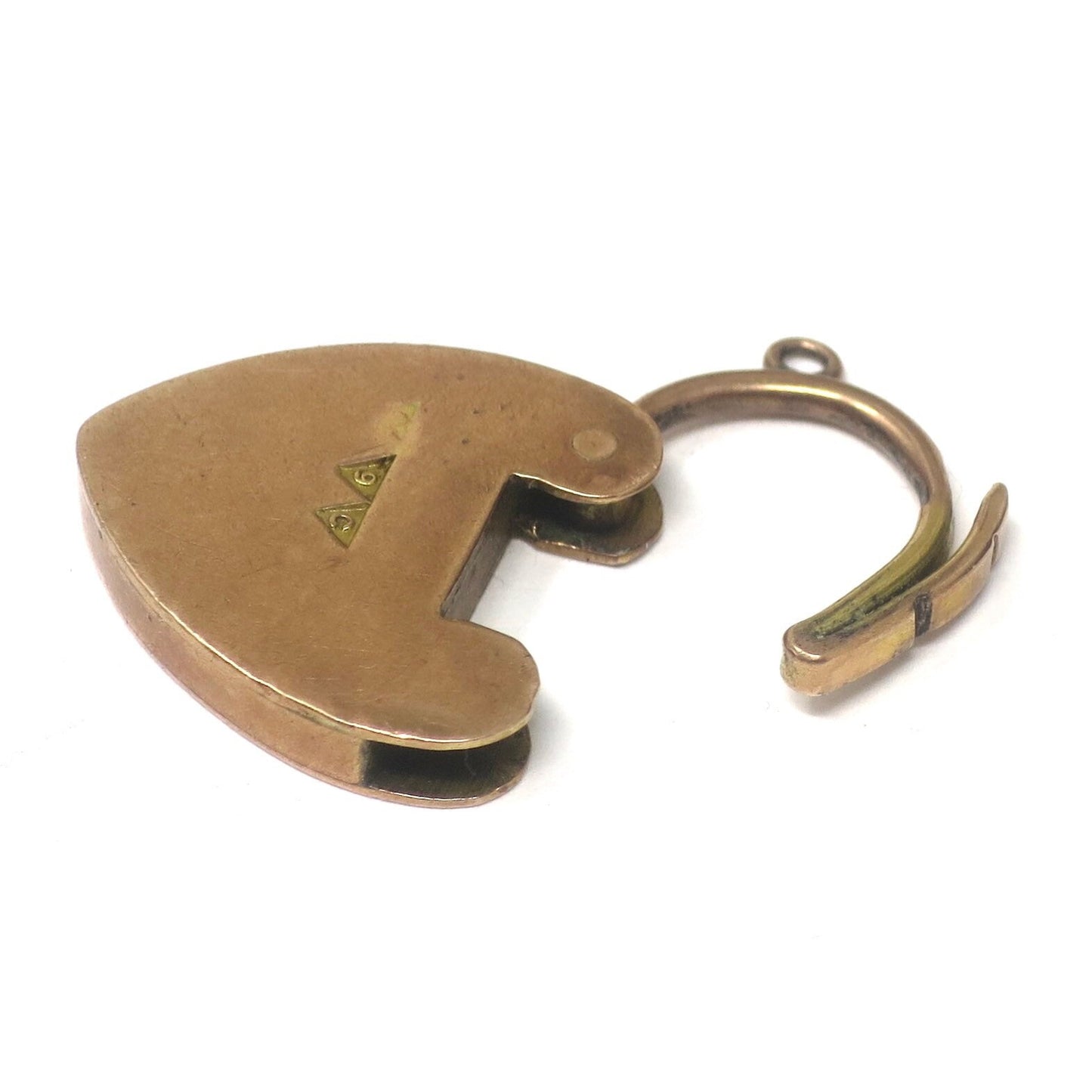 Antique Edwardian c1910 9ct Rose Gold Heart Shaped Padlock Charm or Pendant
