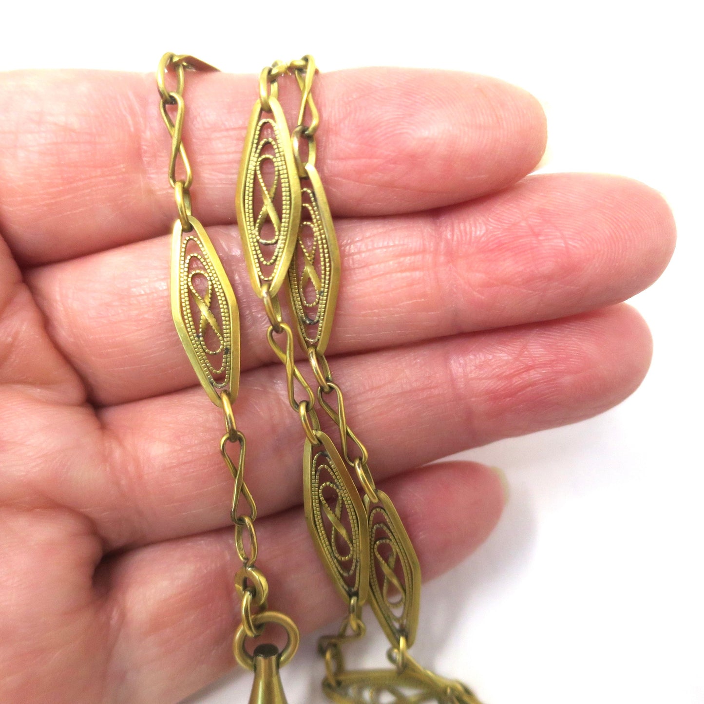 Antique French ORIA 18k Gold Plated Filigree Chain Bracelet