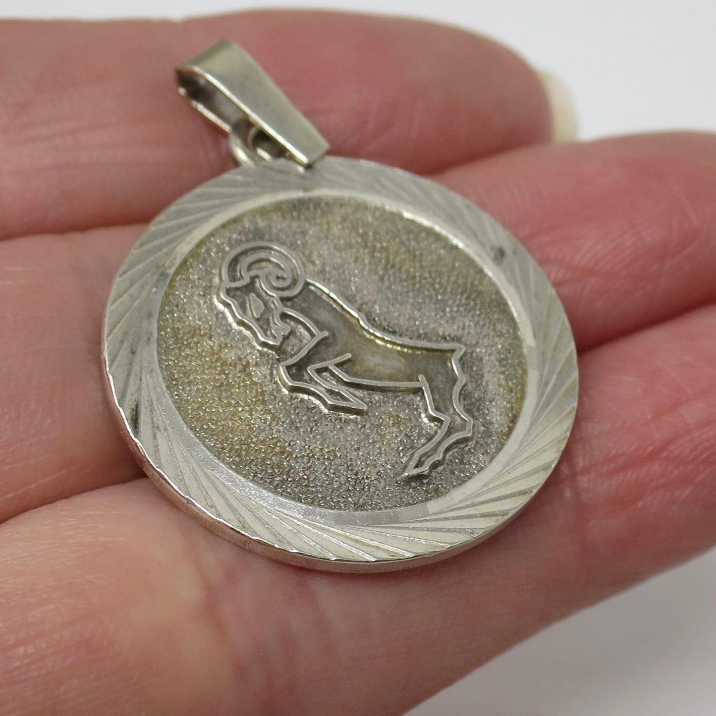 Vintage European 835 Continental Silver Aries Ram Zodiac Astrology Pendant