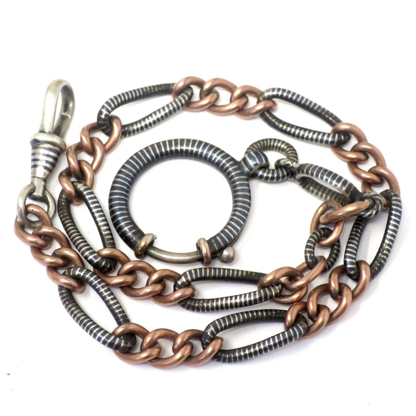 Antique Niello 800 Silver & 12k Rose Gold Vermeil Chain - 10.5" inches MB8
