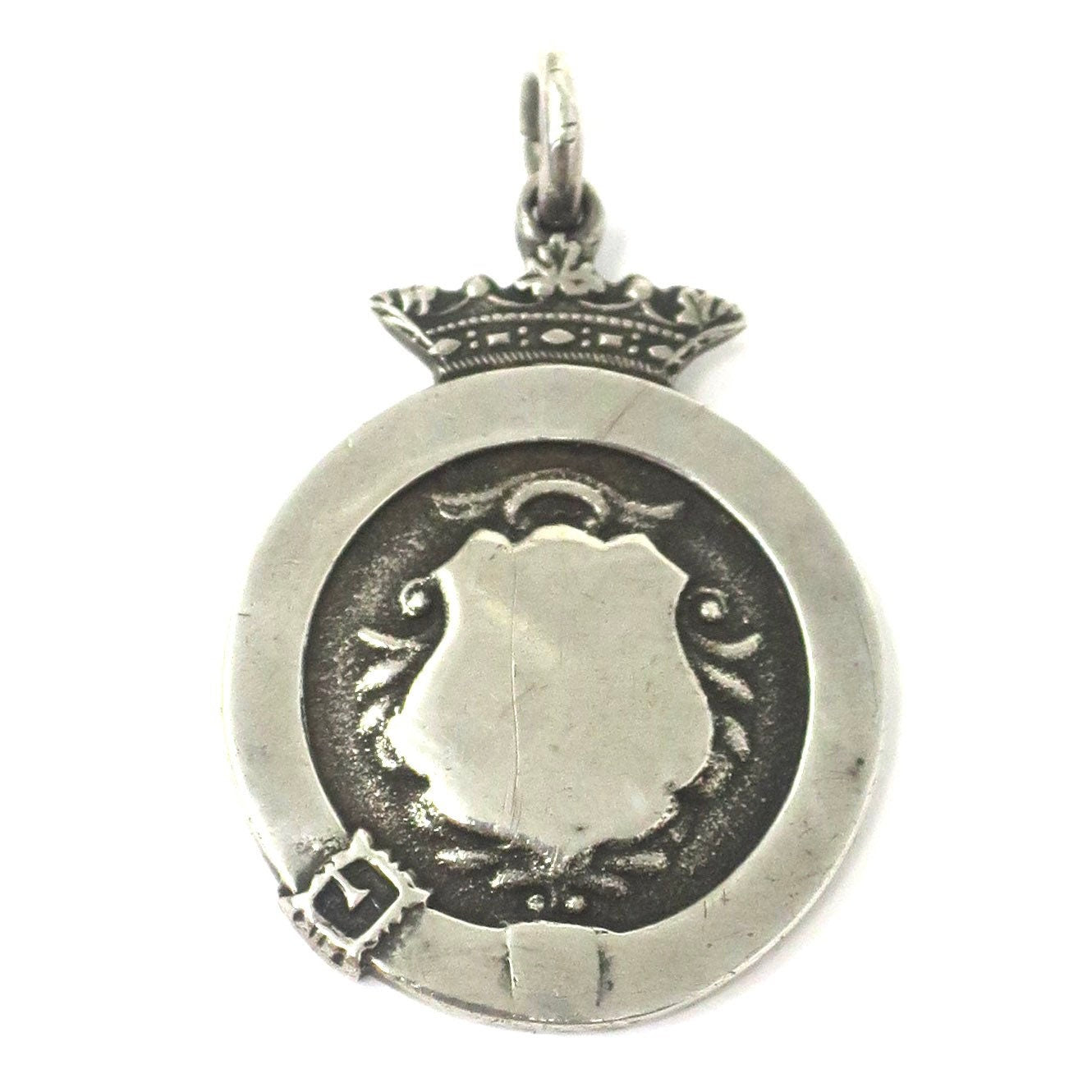 Vintage 1929 London Sterling Silver Belt Buckle Shield Medal Fob Pendant