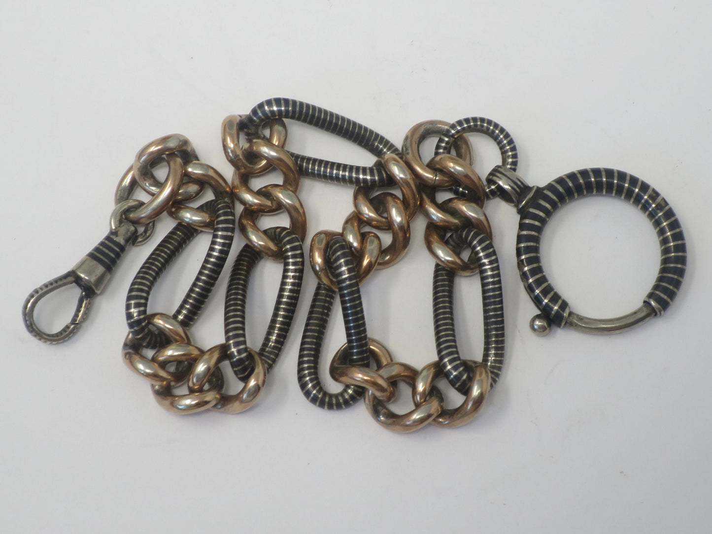 Antique Niello 800 Silver & 12k Rose Gold Vermeil Chain - 10" MB21