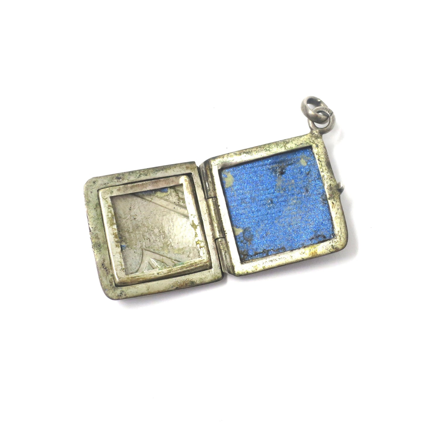 Antique Victorian Niello & Rose Gold Gilt Square Locket Pendant N23