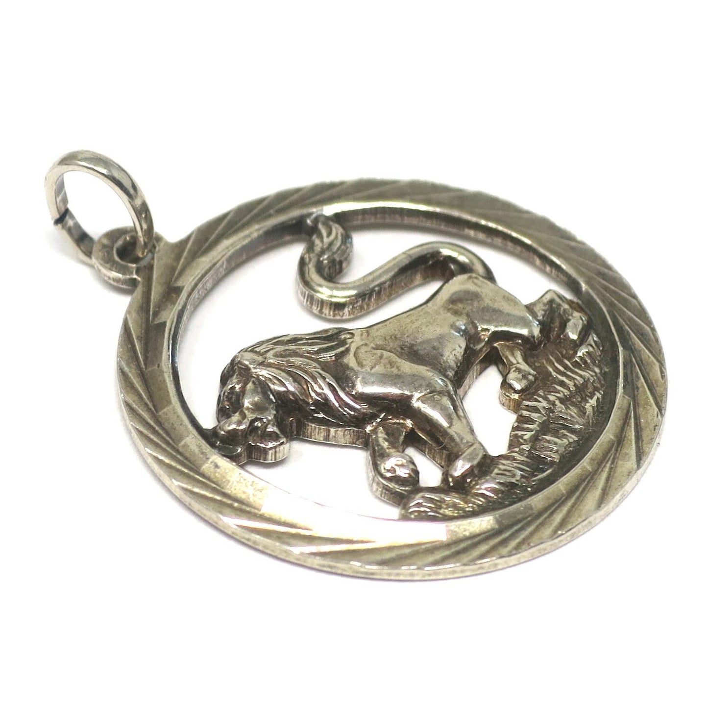 Vintage European 835 Continental Silver Leo Lion Zodiac Sign Pendant