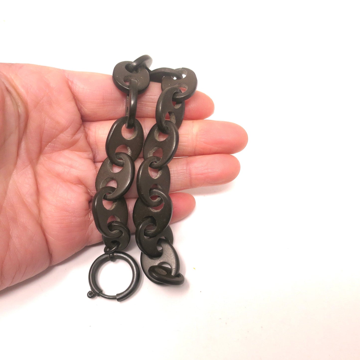 Antique Victorian Black Gutta-Percha Vulcanite Mourning Bracelet