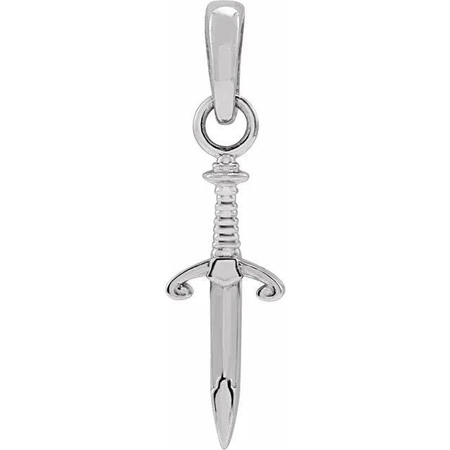 Sterling Silver 16.78x4.56 mm Dagger Pendant Necklace