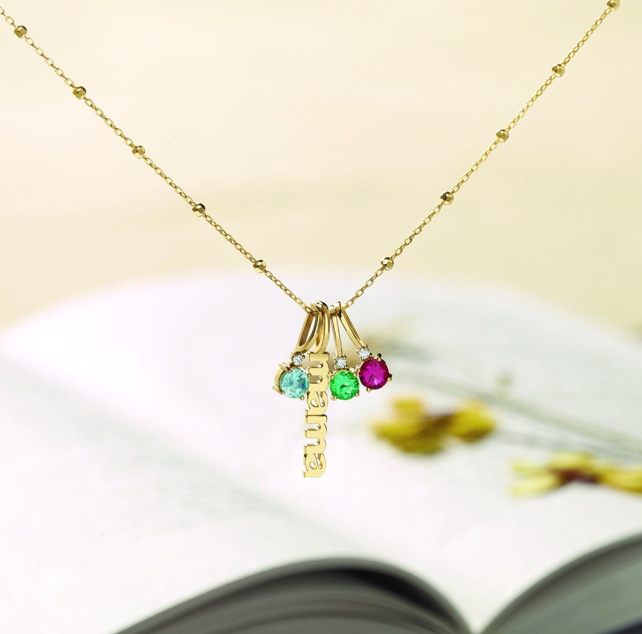 Solid 14K Yellow Gold MAMA Charm/Pendant
