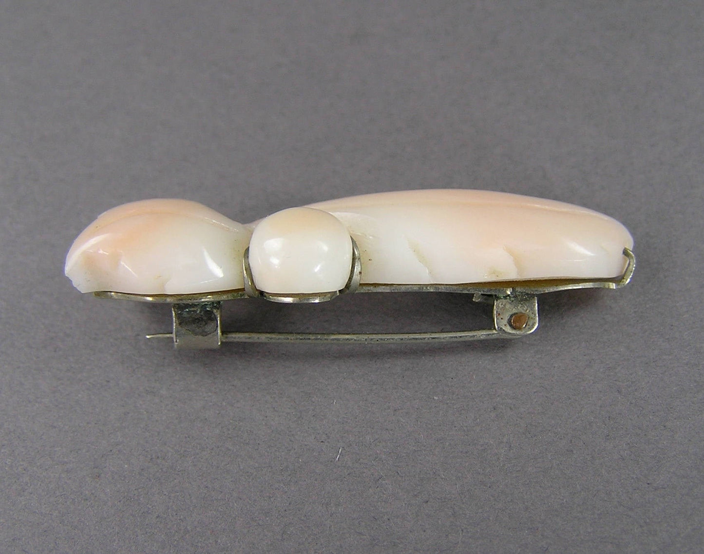 Art Nouveau Hand Carved True Angel Skin Coral Pin Brooch