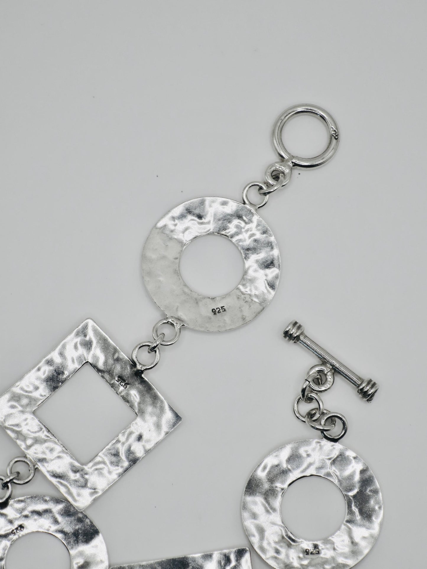 Vintage Artisan Sterling Silver Hammered Link Bracelet, 19.8 grams