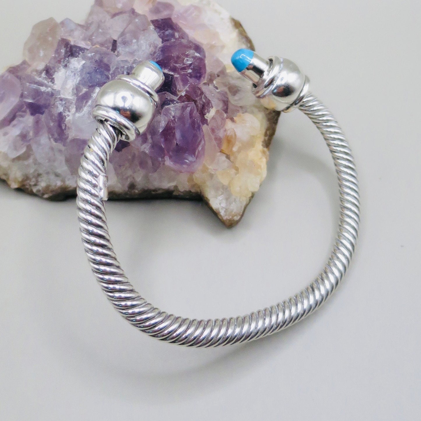 Vintage Mexico Sterling Silver Classic Cuff Bracelet with Turquoise, 50.2 grams