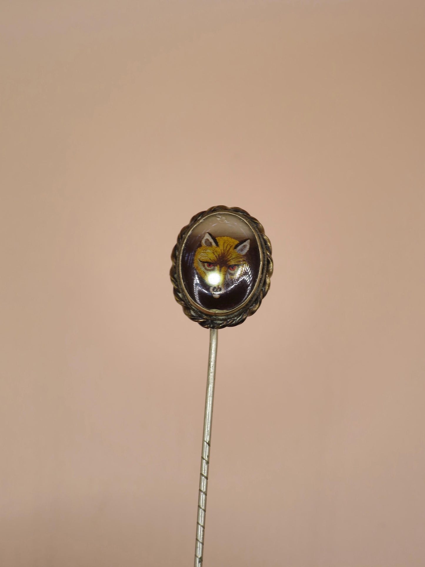 Victorian Rolled Gold Essex Crystal Fox Head Stick Pin