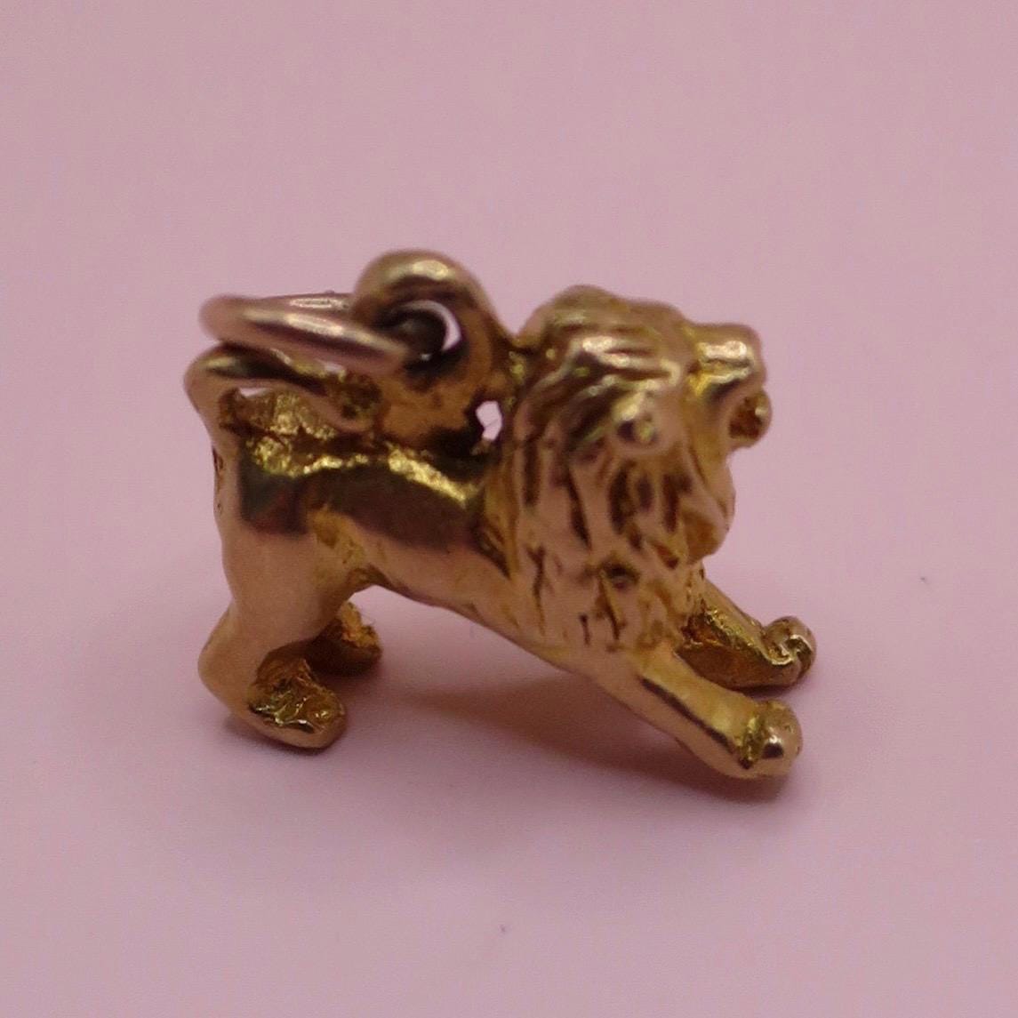 Vintage 1955 Birmingham 9ct 9k Solid Yellow Gold Leo Lion Zodiac Charm