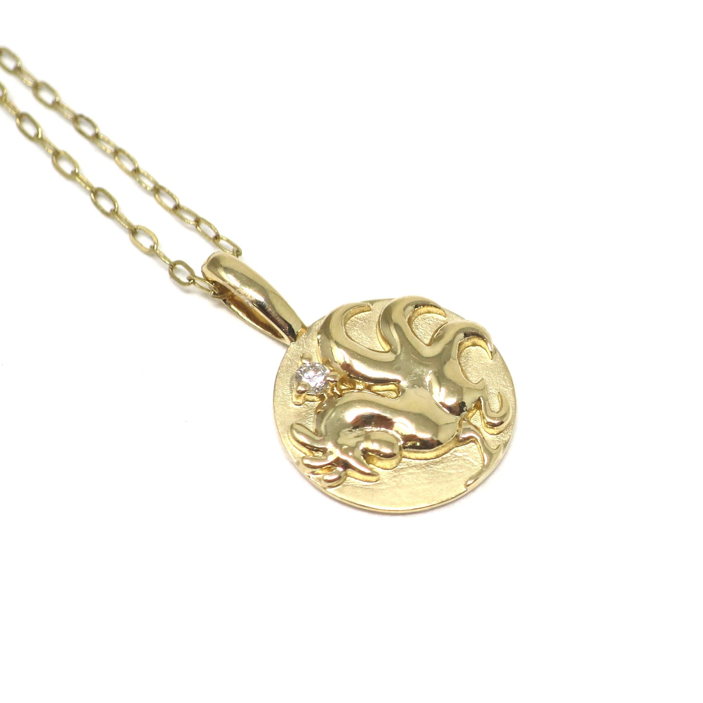 14K Yellow Gold .015 CT Natural Diamond Chinese Zodiac Year of the Rooster Pendant