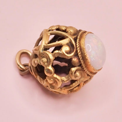 Antique Victorian Rare Antique Victorian Open-Work Opal "Cage" Micro-Charm