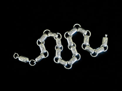 Rare Antique Victorian Sterling Silver "Book Chain" Collar & Extension Necklace