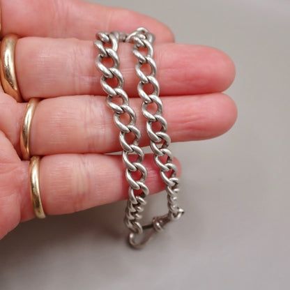 Vintage 1930s English Sterling Silver Albert Chain Bracelet with Dog Clip | Hallmarked London 1933