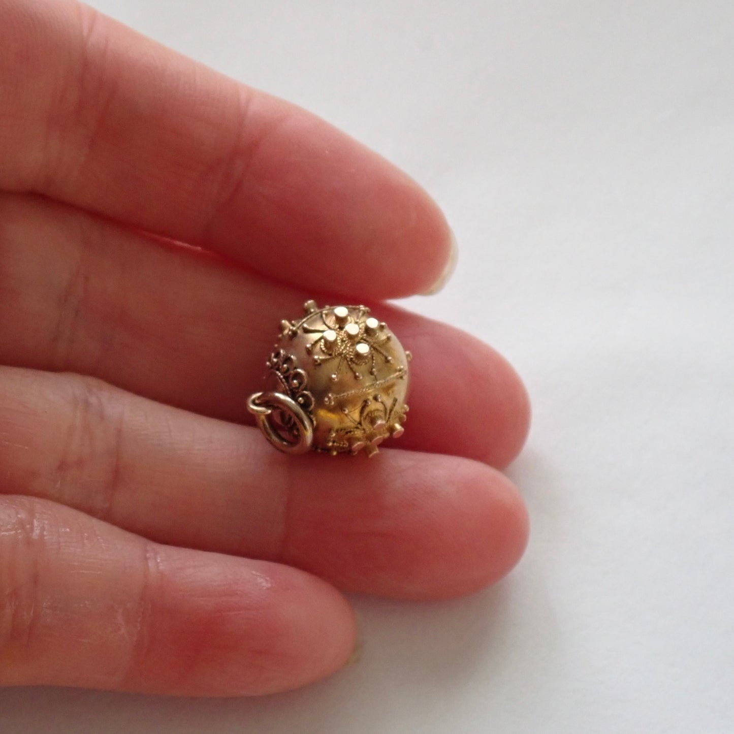 Antique Victorian Etruscan Revival 14K "Orb" Filigree Charm