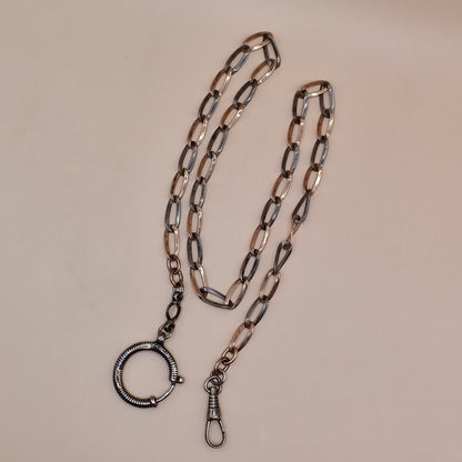 Antique Victorian 9k Rose Gold & Niello Chain Necklace MB89