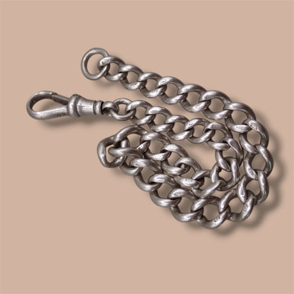 Vintage 1930s English Sterling Silver Albert Chain Bracelet with Dog Clip | Hallmarked London 1933