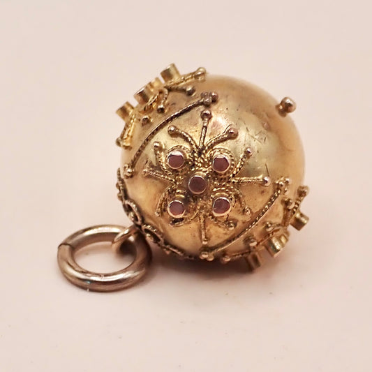 Antique Victorian Etruscan Revival 14K "Orb" Filigree Charm