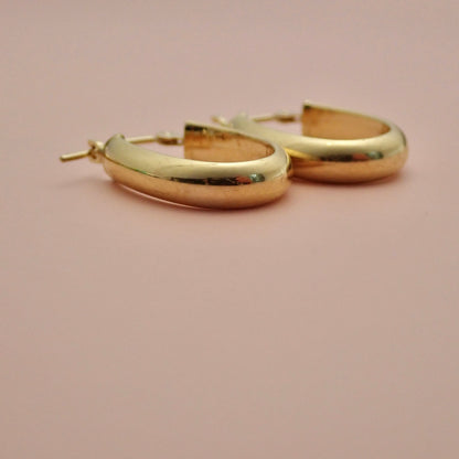 PreLoved Solid 14K Yellow Gold Oval "U-Shape" High-Polish Hoop Earrings
