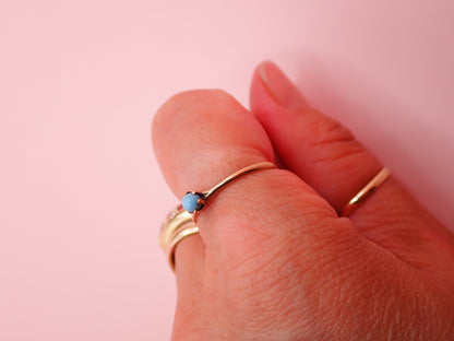 Vintage 10k Warm Gold & Robin's Egg Blue Stacking Ring