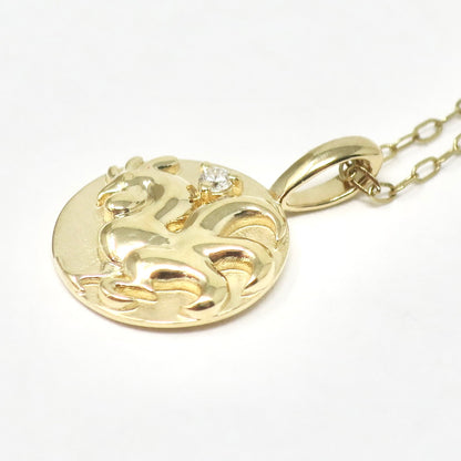 14K Yellow Gold .015 CT Natural Diamond Chinese Zodiac Year of the Rooster Pendant