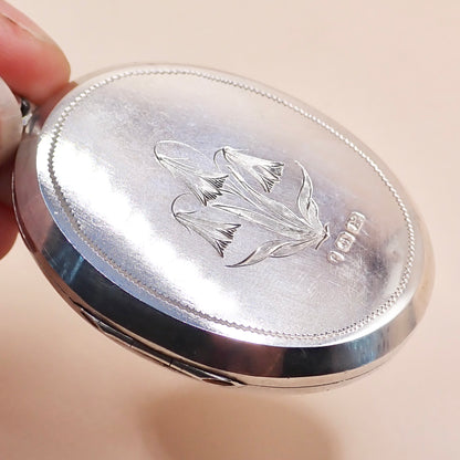 Antique 1879 Sterling Silver Victorian "Belt Buckle& Snowdrop" Locket Pendant