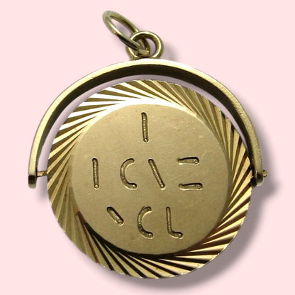 1966 Vintage 9k 9ct Yellow Gold “I Love You” Spinner Charm Pendant Hallmarked