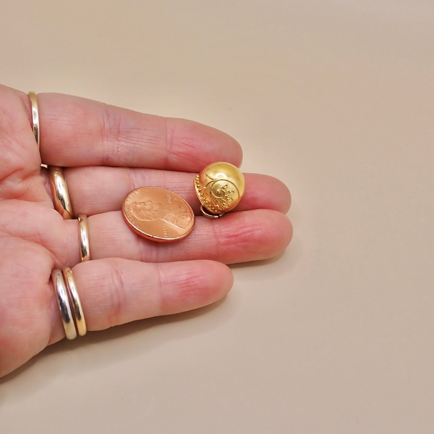Antique Victorian Etruscan Revival Gold "Orb" Charm