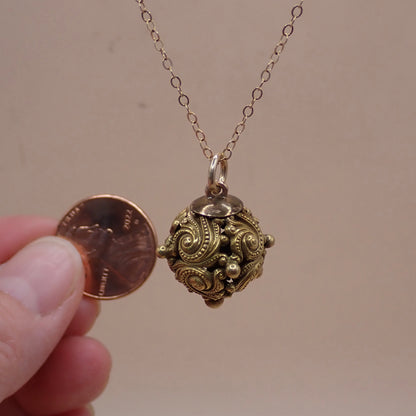 Antique Victorian Rococo Revival 14K "Swirling Scroll" Orb Charm ✨