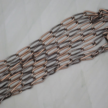Antique Victorian Niello & Rose Gold Vermeil Long Guard Chain Necklace, 57.5" inches, 20.2g MB101
