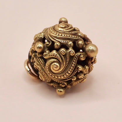 Antique Victorian Rococo Revival 14K "Swirling Scroll" Orb Charm ✨