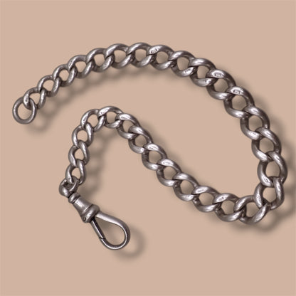 Vintage 1930s English Sterling Silver Albert Chain Bracelet with Dog Clip | Hallmarked London 1933