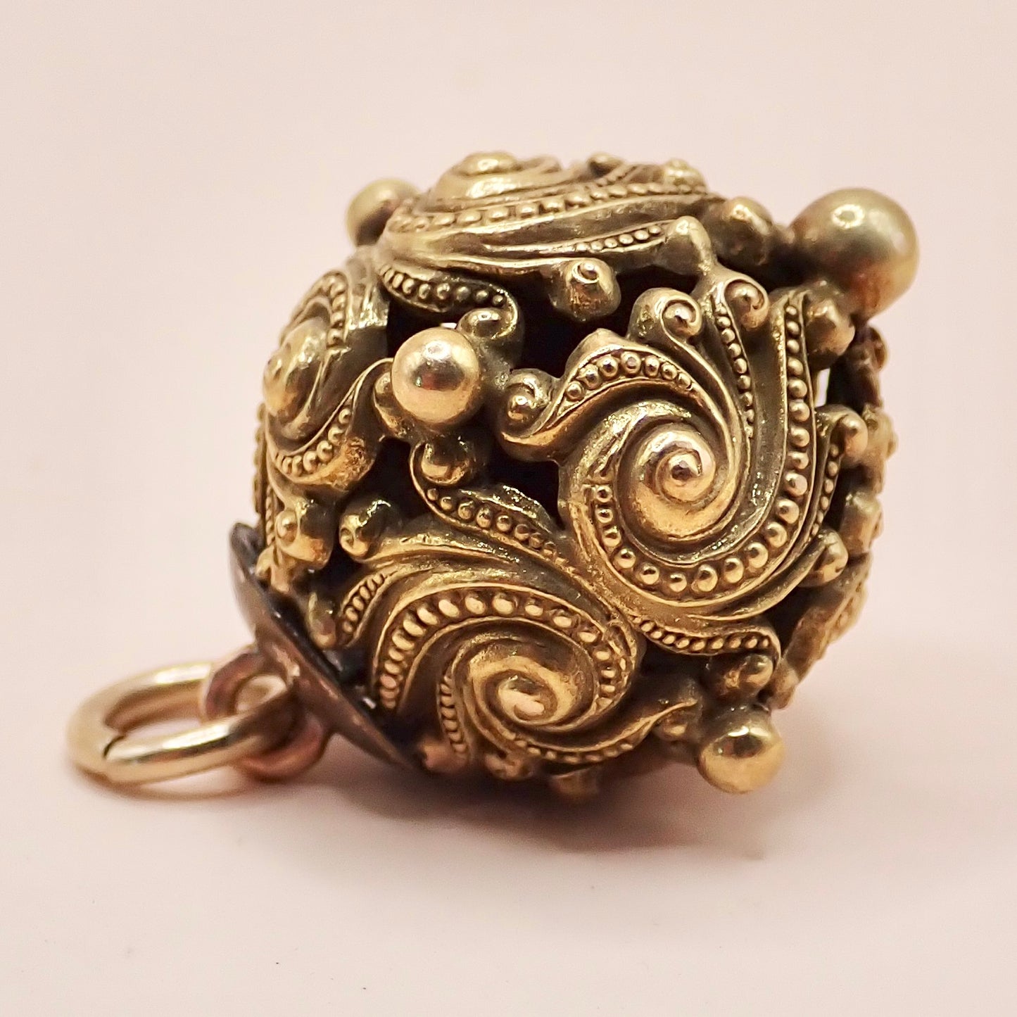 Antique Victorian Rococo Revival 14K "Swirling Scroll" Orb Charm ✨