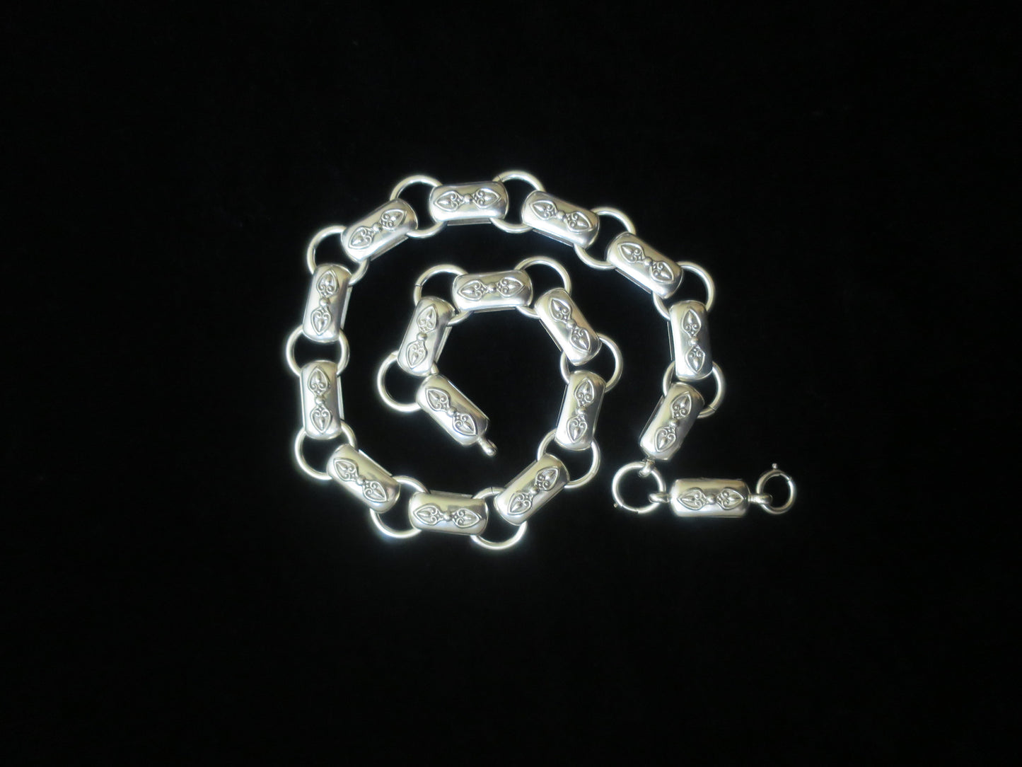 Rare Antique Victorian Sterling Silver "Book Chain" Collar & Extension Necklace