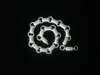Rare Antique Victorian Sterling Silver "Book Chain" Collar & Extension Necklace