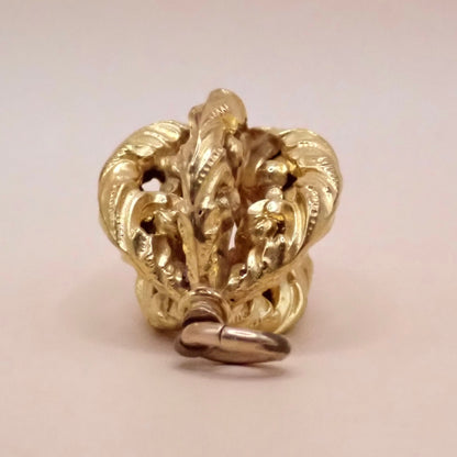 Antique Victorian Repoussé 18K Acanthus "Orb" Charm