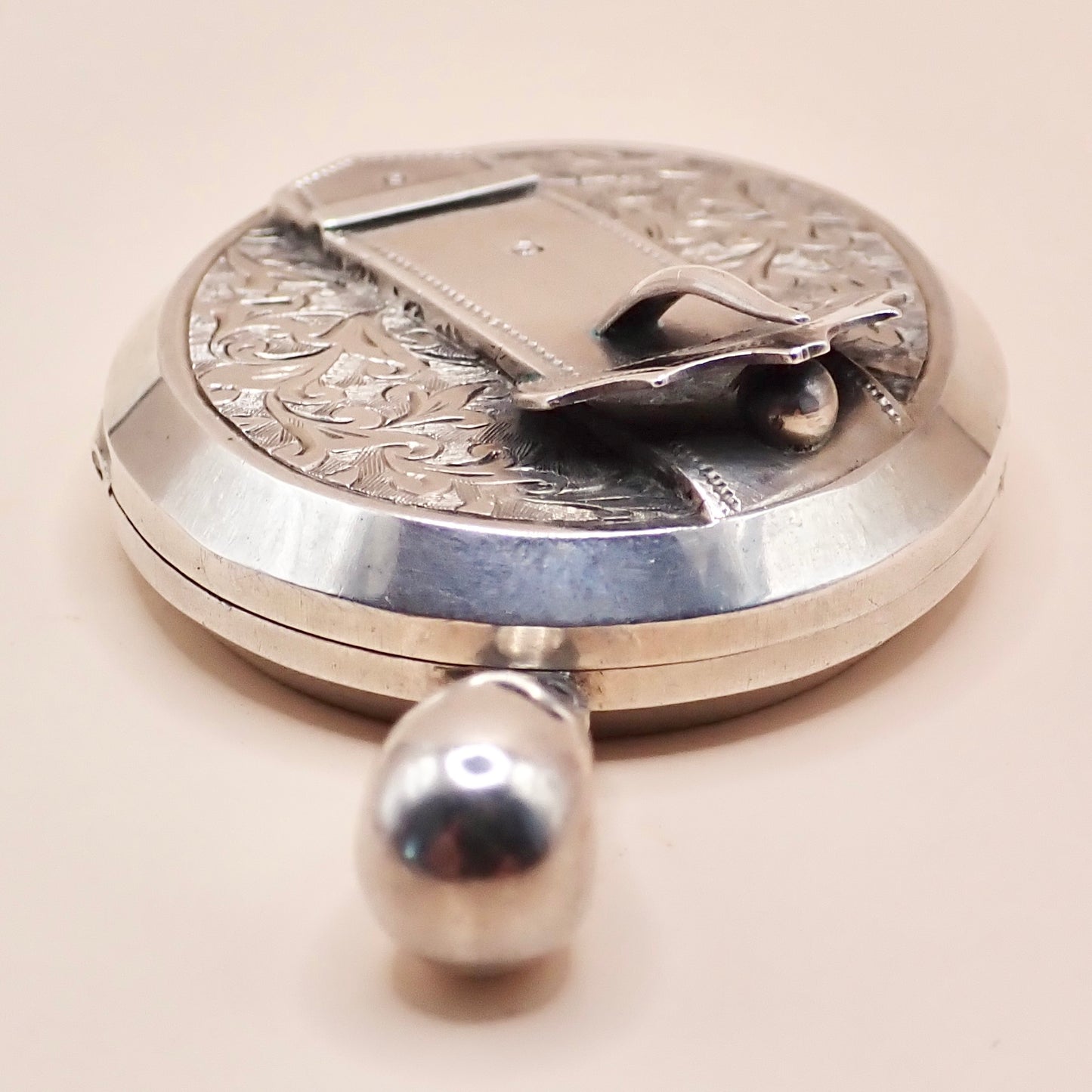 Antique 1879 Sterling Silver Victorian "Belt Buckle& Snowdrop" Locket Pendant