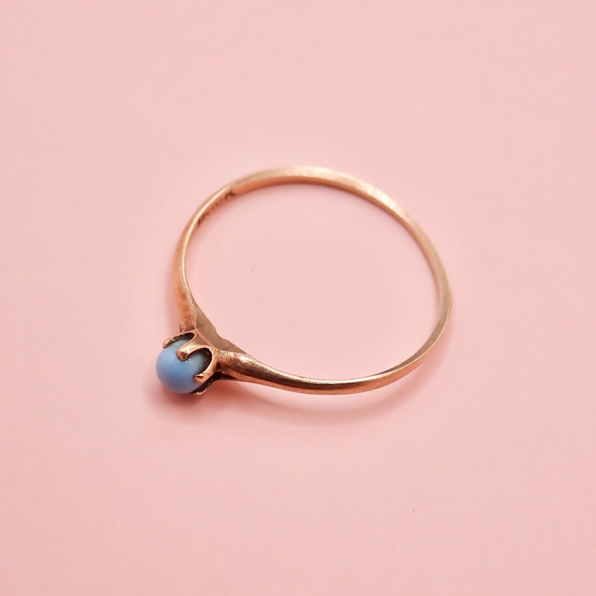 Vintage 10k Warm Gold & Robin's Egg Blue Stacking Ring
