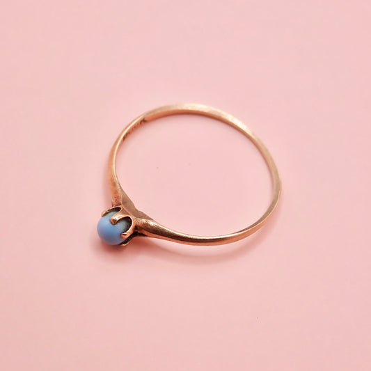 Vintage 10k Warm Gold & Robin's Egg Blue Stacking Ring