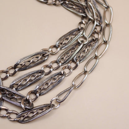 Converted Antique Victorian Niello & Silver Chain Necklace MB90